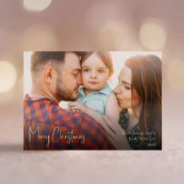 Modern Christmas Script Full Foto Gold Folien Feiertagskarte