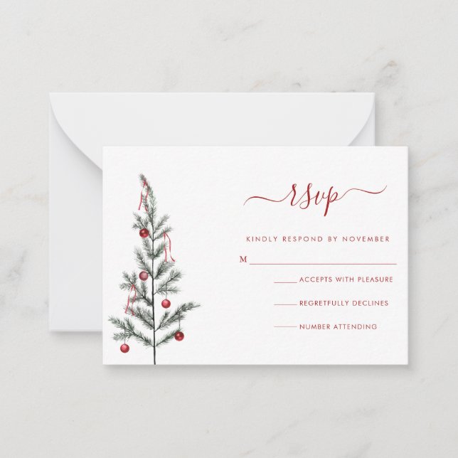 Modern Christmas Script RSVP Card Mitteilungskarte (Vorderseite)