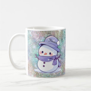 Modern Christmas Snowman Pastel Lila Kaffeetasse