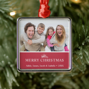 Modern Christmas Sprier Berries Foto Red Ornament Aus Metall