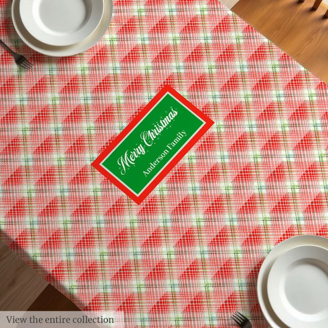 Modern Christmas Tablecloth Monogram Plaid Accent Tischdecke (Modern Christmas Tablecloth Monogram Plaid Accent)