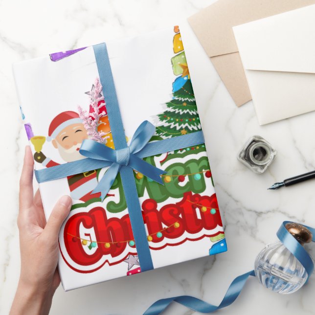 Modern Christmas Tree Painting Colorful Geschenkpapier (Schenken)