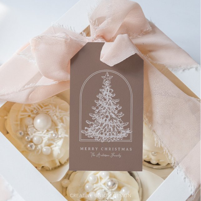 Modern Christmas Tree Sketch Arch Boho Holiday Geschenkanhänger (Von Creator hochgeladen)