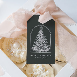 Modern Christmas Tree Sketch Arch Boho Holiday Geschenkanhänger