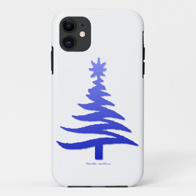 Modern Christmas Tree Stencil Print Blue Case-Mate iPhone Hülle (Rückseite)