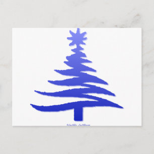 Modern Christmas Tree Stencil Print Blue Feiertagspostkarte