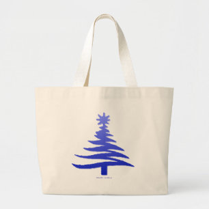 Modern Christmas Tree Stencil Print Blue Jumbo Stoffbeutel