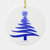 Modern Christmas Tree Stencil Print Blue