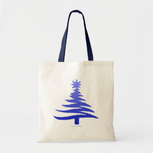Modern Christmas Tree Stencil Print Blue Tragetasche