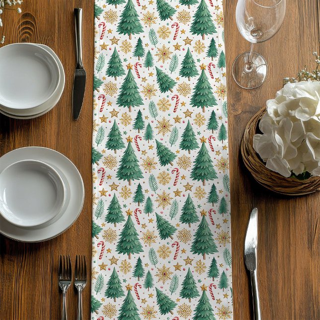 Modern Christmas Trees Table Runner for Holidays Mittelgroßer Tischläufer (Modern Christmas Trees Table Runner for Holidays)