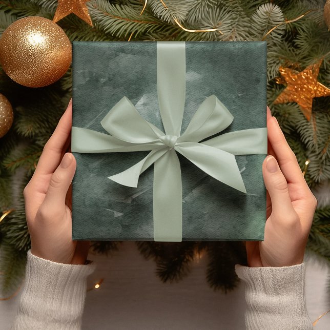Modern Christmas Watercolor Green Wrapping Paper Geschenkpapier (Von Creator hochgeladen)