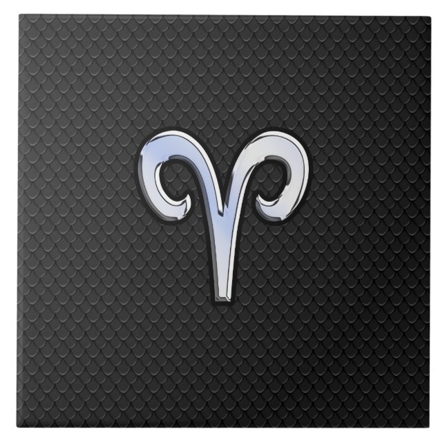 Modern Chrome like Aries Zodiac Sign Fliese (Vorderseite)
