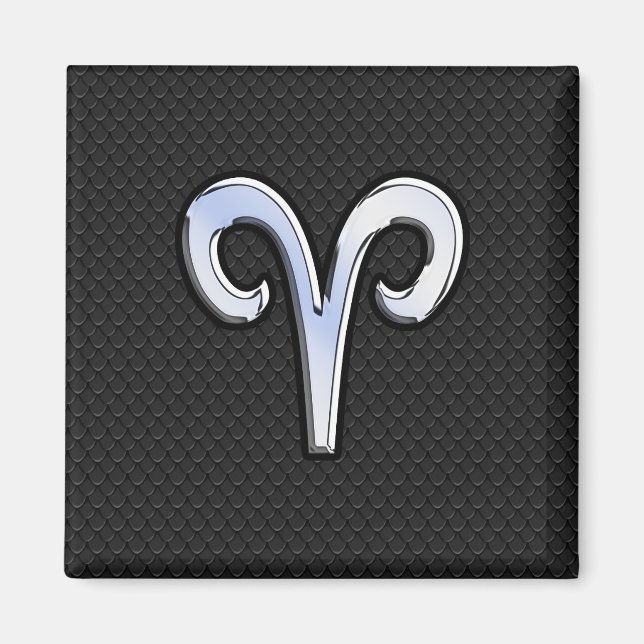 Modern Chrome like Aries Zodiac Sign Magnet (Vorne)