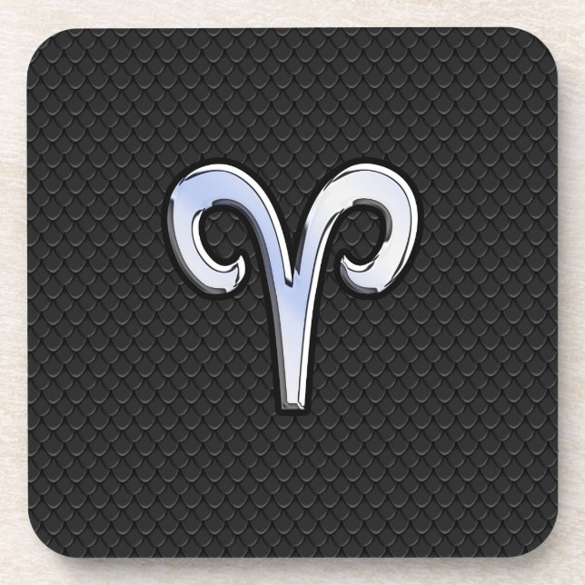 Modern Chrome like Aries Zodiac Sign Untersetzer (Vorderseite)