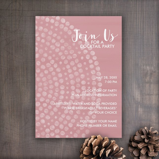 Modern Circle Dot Pattern - Mauve Cocktail Party Einladung (Holiday invitation with boho dots and pastel colors.)