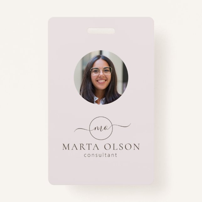 Modern Circle Logo Mitarbeiter ID Pink Strichcode Ausweis (Vorderseite)