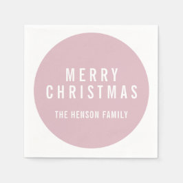 Modern Circle Pastel Pink Frohe Weihnachten Serviette