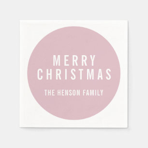 Modern Circle Pastel Pink Frohe Weihnachten Serviette