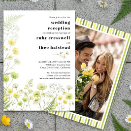 Modern Citrus Wildflower Stripe Photo Reception Einladung