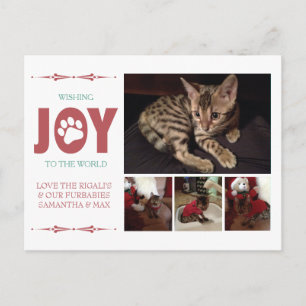 Modern Claret Red Pet Foto Holiday Postcard Postkarte