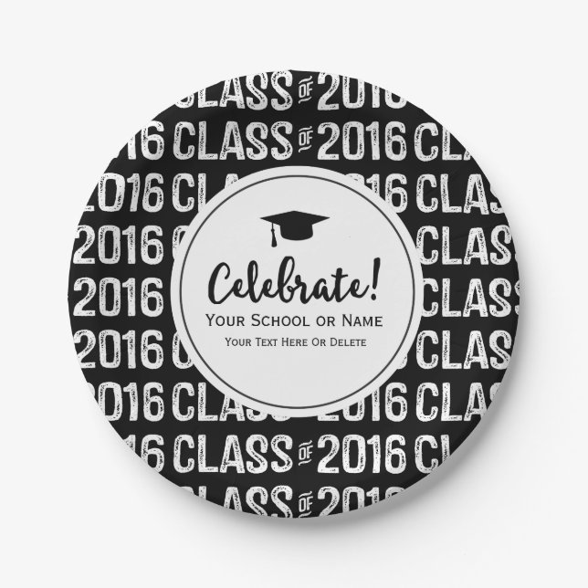 Modern Class of 2016 Abschluss School Name Custom Pappteller (Vorderseite)