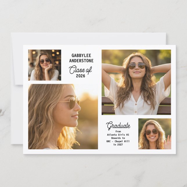 Modern Class of 2026 Multi Photo Graduation  Ankündigung (Vorderseite)