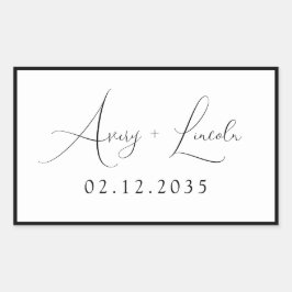 Modern Classic Black & White Border Script Wedding Rechteckiger Aufkleber