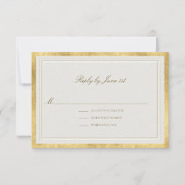 Modern Classic Elevated Golden Ecru Formal Wedding RSVP Karte