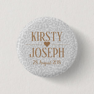 Modern Classic Gold Wedding Pattern Button