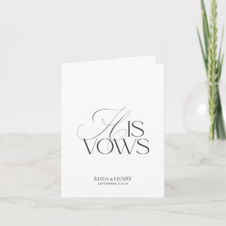Modern Classic His Vows Wedding  Karte