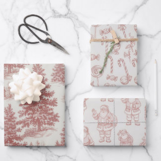 Modern Classic Red Pine Wreath Christmas Holiday Geschenkpapier Set