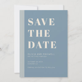 Modern Classic Save The Date Blue Striped Wedding  Einladung