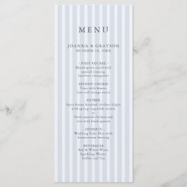 Modern Classic Stripes Dusty Blue Vintage Wedding Menükarte