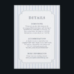 Modern Classic Stripes Dusty Blue Wedding Details Begleitkarte<br><div class="desc">This dusty blue striped wedding details card features soft slate vertical stripes and a clean minimalist layout framed with a timeless vintage-style border. The elegant and formal design complements classic wedding invitations and works beautifully for traditional church ceremonies, outdoor garden weddings, or refined destination celebrations. This insert card provides space...</div>