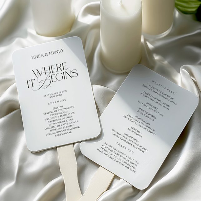 Modern Classic Wedding Ceremony Program  Fächer (Modern Classic Wedding Ceremony Program Hand Fan)