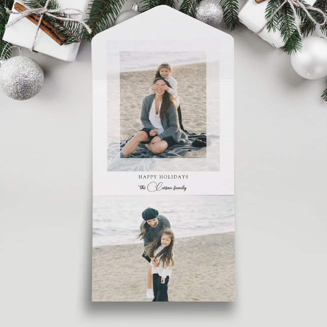 Modern Clean Chic Holiday Photo All-in-One Card All In One Einladung (Von Creator hochgeladen)