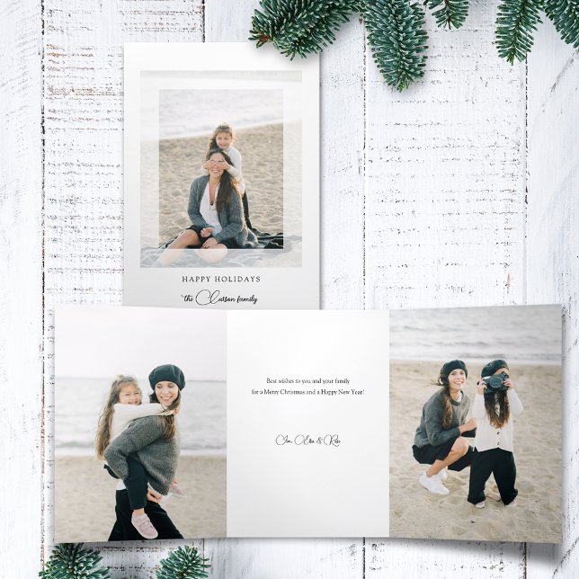 Modern Clean Chic Holiday Photo Dreifach Gefaltete Karte (Von Creator hochgeladen)