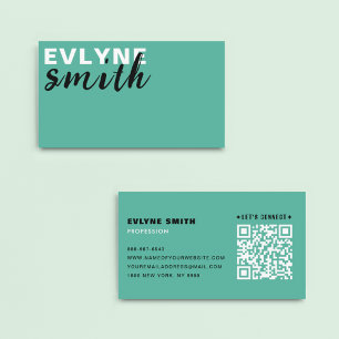 Modern Clean Pastel Blue QR Code Typografie Script Visitenkarte