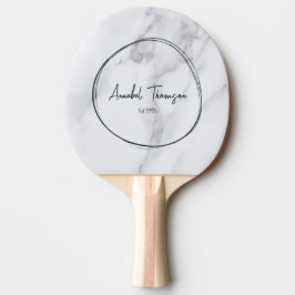 Modern Clean White Marble Name in Drawn Circle Tischtennis Schläger