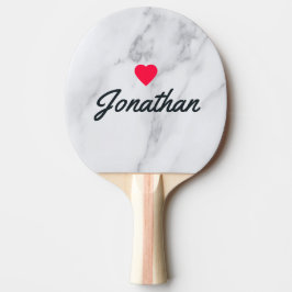 Modern Clean White Marble Vintage Heart Signature Tischtennis Schläger