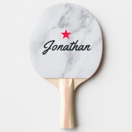 Modern Clean White Marble Vintage Star Signature Tischtennis Schläger
