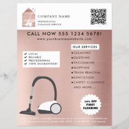 Modern Cleaning Cleaner Service Logo Rose Gold Flyer