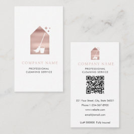 Modern Cleaning Cleaner Service Logo Rose Gold Visitenkarte