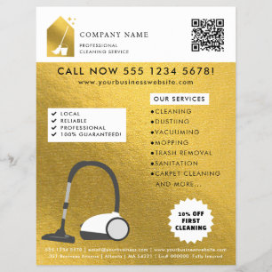 Modern Cleaning Reinigungsdienst Logo Gold QR Code Flyer