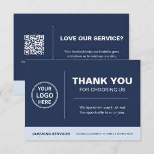 Modern Cleaning Services Logo QR-Code in Marinebla Dankeskarte