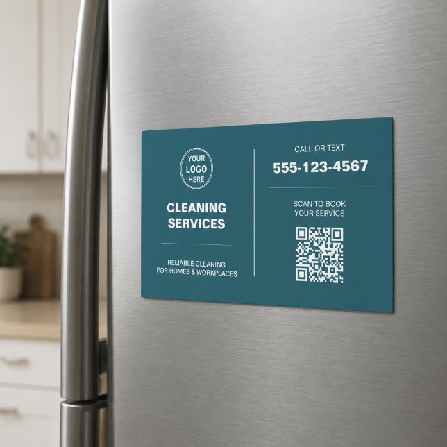 Modern Cleaning Services Logo QR Magnetkarte (Modern Cleaning Services Logo QR Magnetic Card)