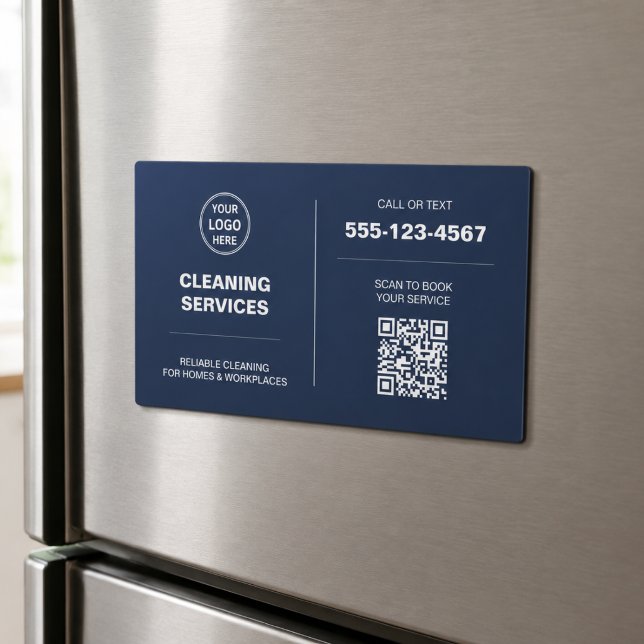Modern Cleaning Services Logo QR Magnetkarte (Modern Cleaning Services Logo QR Magnetic Card)