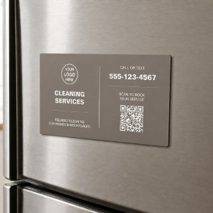 Modern Cleaning Services Logo QR Magnetkarte
