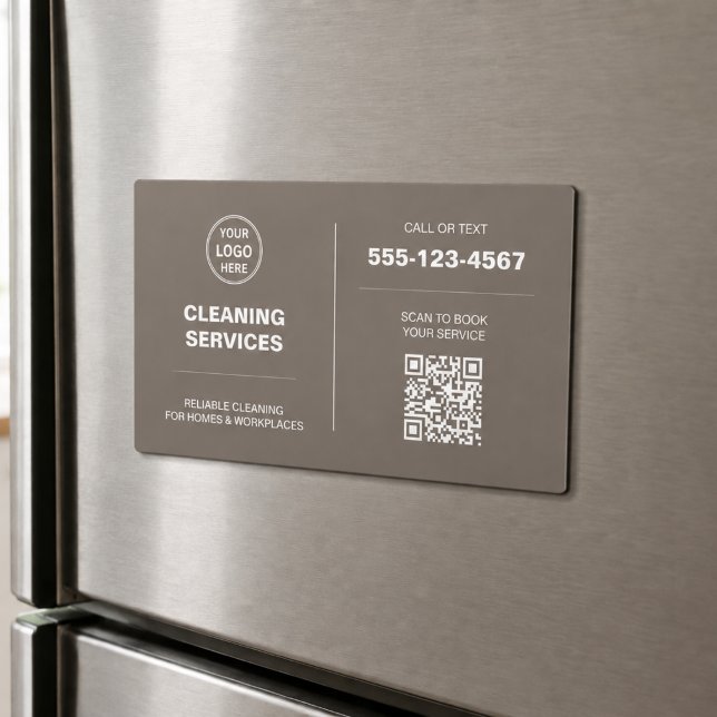Modern Cleaning Services Logo QR Magnetkarte (Modern Cleaning Services Logo QR Magnetic Card)