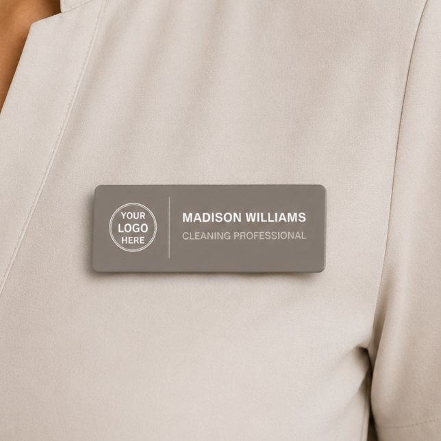 Modern Cleaning Services Logo Taupe Namensschild (Modern Cleaning Services Logo Taupe Name Tag)
